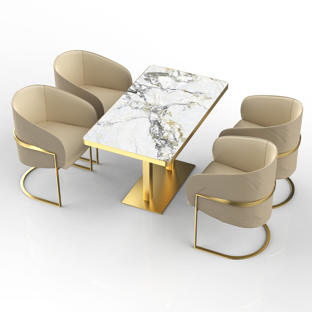 HUALIN Restaurant luxury sintered stone dining table with comfortable chairs, customizable material, color and size