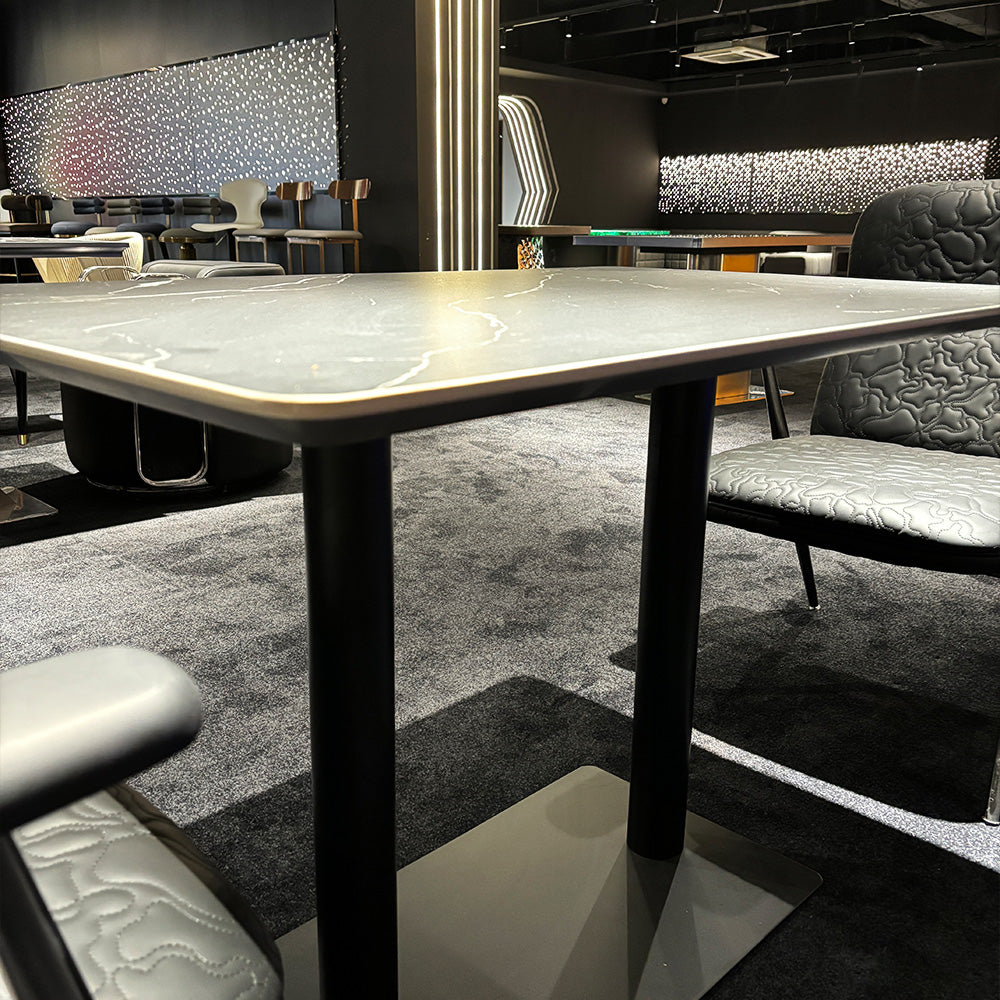 HUALIN Modern style theme restaurant luxury marble dining table with stainless steel legs, customizable size and color