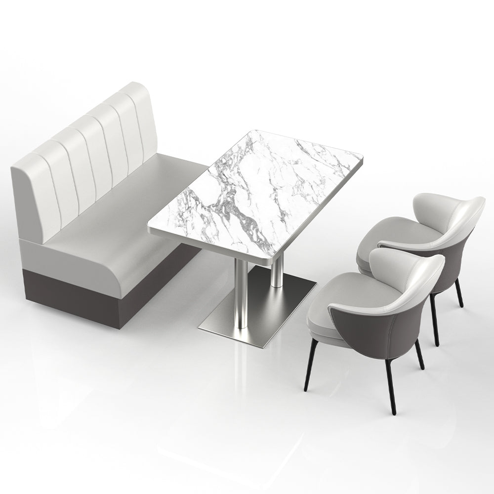 HUALIN Restaurant Luxury Sintered Stone Ceramic Dining Table And Chair Comfortable Booth