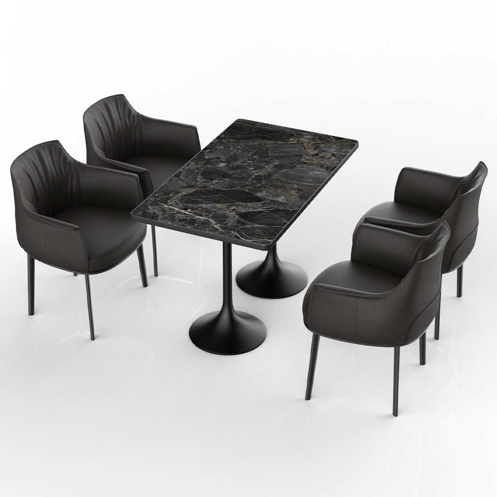 HUALIN Restaurant luxury sintered stone ceramic dining table with comfortable chair