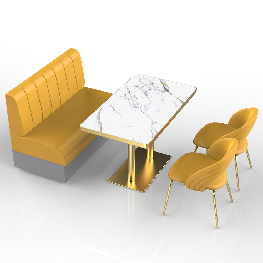 HUALIN Restaurant Luxury Sintered Stone Ceramic Dining Table And Chair Comfortable Booth