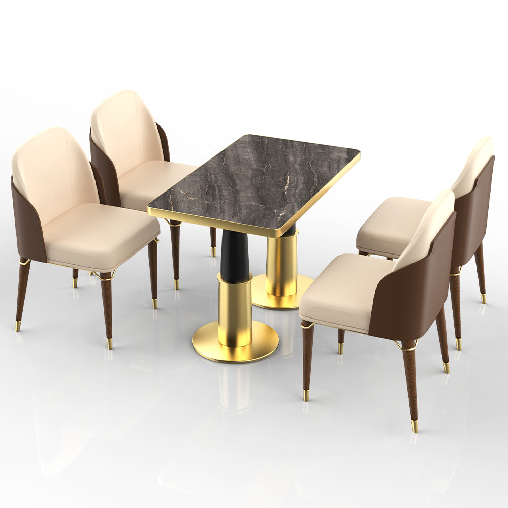 HUALIN Restaurant luxury sintered stone ceramic dining table with comfortable chair