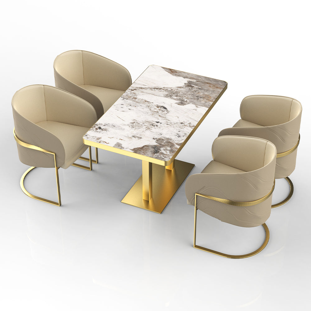 HUALIN Restaurant luxury sintered stone dining table with comfortable chairs, customizable material, color and size
