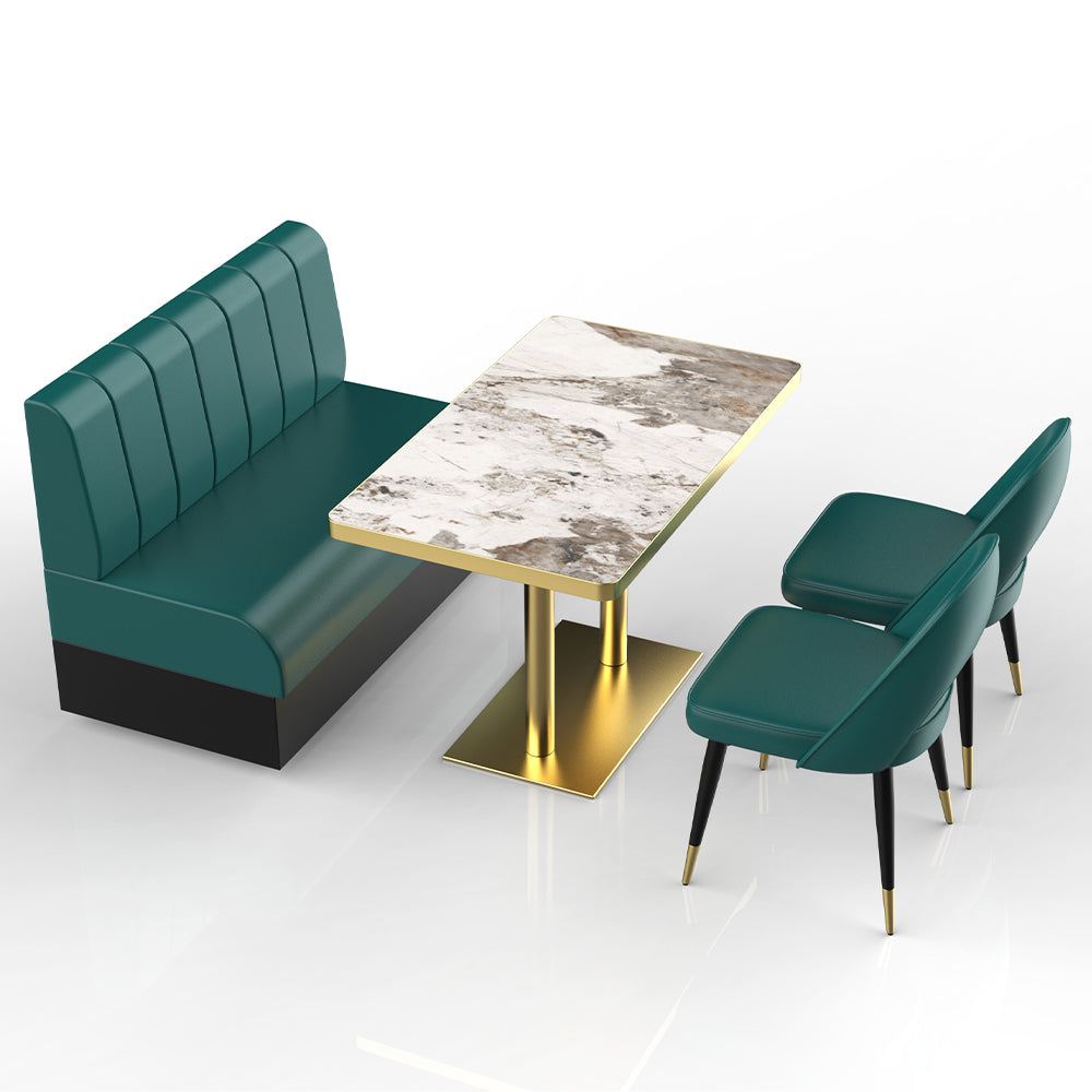 HUALIN Restaurant luxury sintered stone marble dining table chairs comfortable booths, material size color batch customization