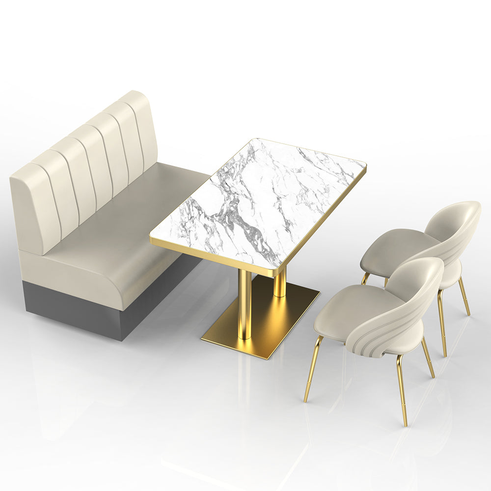 HUALIN Restaurant Luxury Sintered Stone Ceramic Dining Table And Chair Comfortable Booth