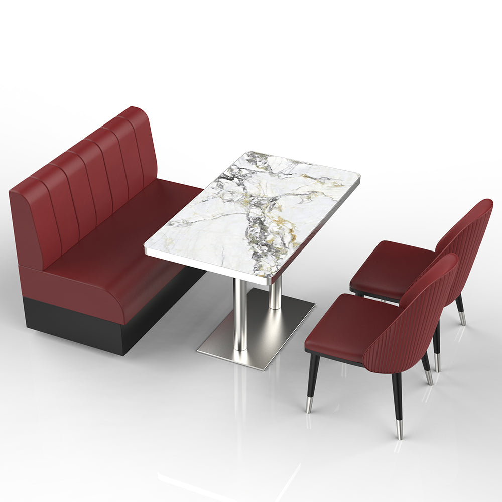 HUALIN Restaurant luxury sintered stone marble dining table chairs comfortable booths, material size color batch customization