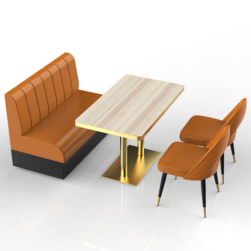 HUALIN Restaurant Luxury Sintered Stone Ceramic Dining Table And Chair Comfortable Booth