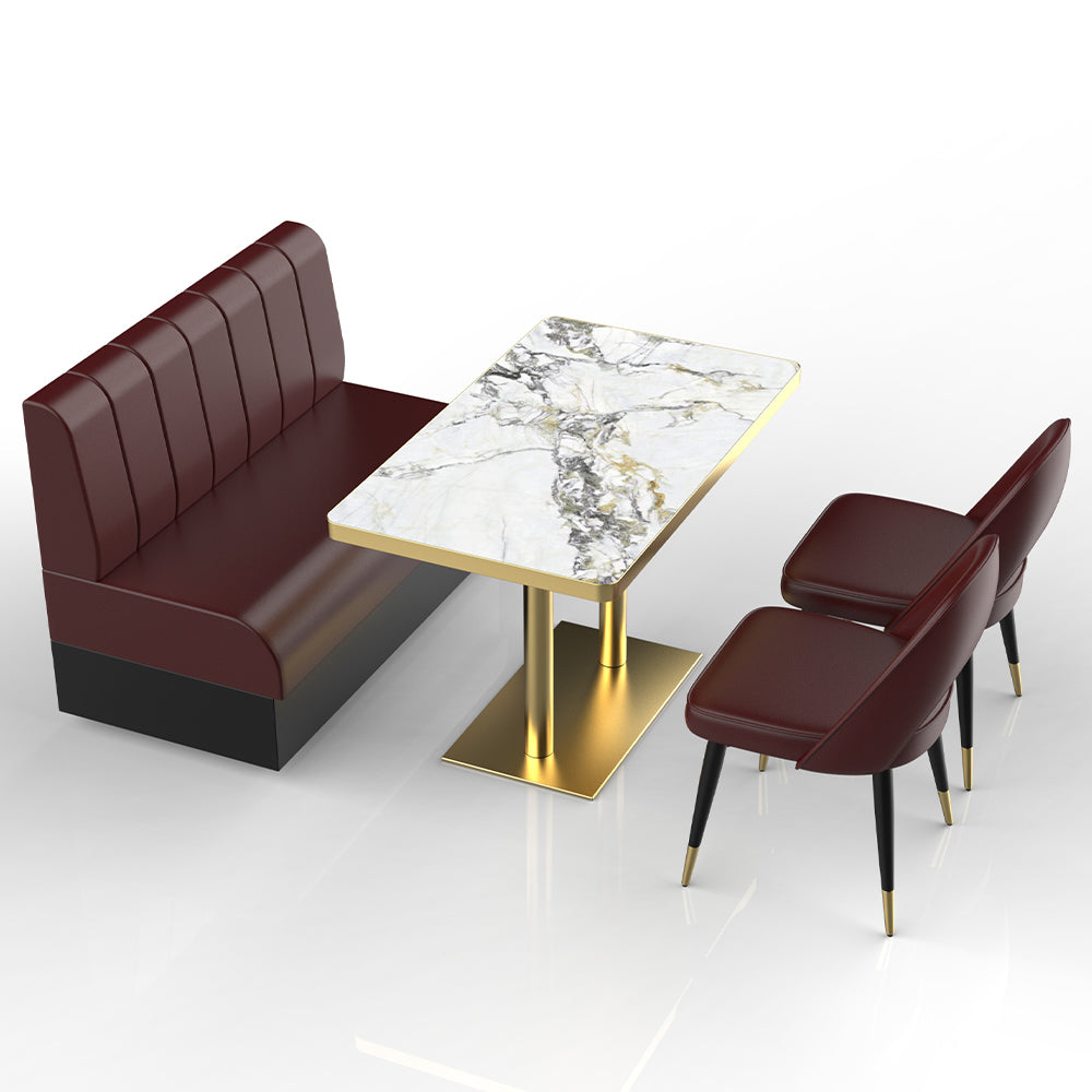 HUALIN Restaurant luxury sintered stone marble dining table chairs comfortable booths, material size color batch customization