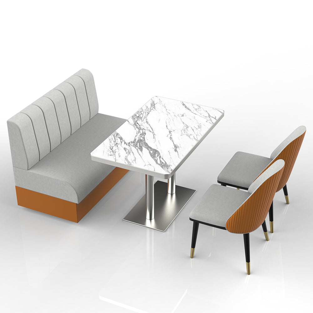 HUALIN Restaurant luxury sintered stone marble dining table chairs comfortable booths, material size color batch customization