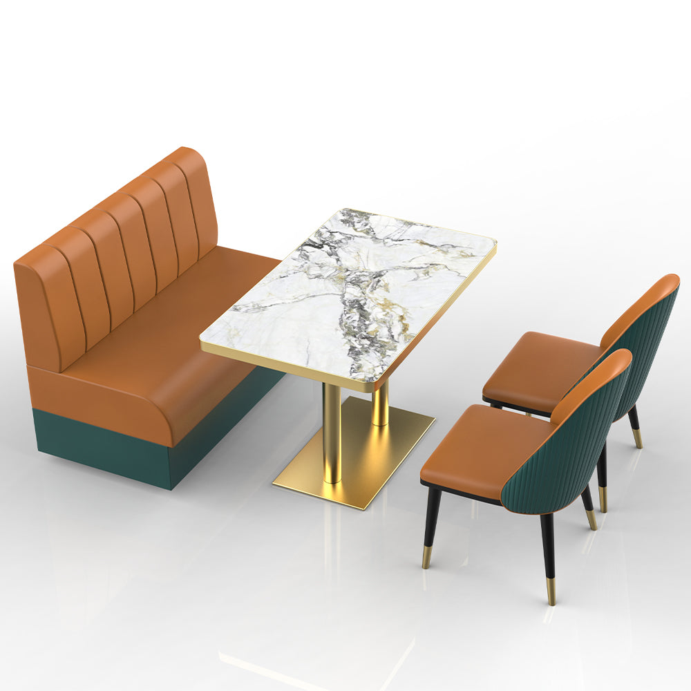 HUALIN Restaurant luxury sintered stone marble dining table chairs comfortable booths, material size color batch customization
