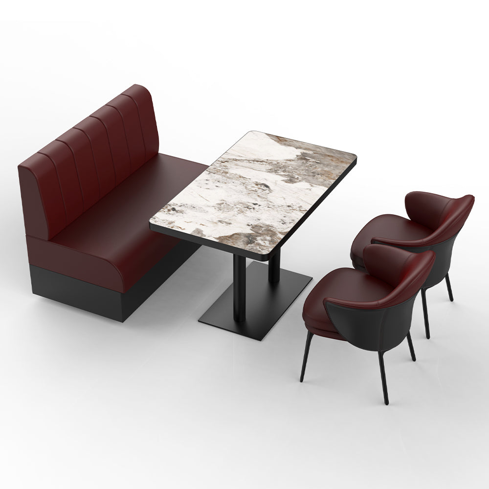 HUALIN Restaurant Luxury Sintered Stone Ceramic Dining Table And Chair Comfortable Booth