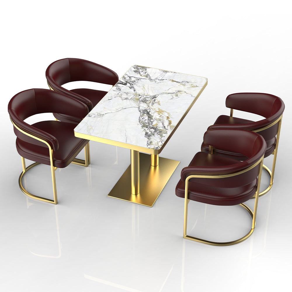 HUALIN Restaurant luxury sintered stone dining table with comfortable chairs, customizable material, color and size