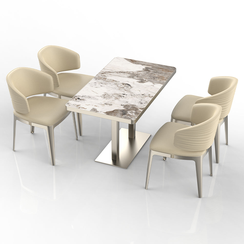 HUALIN Restaurant luxury sintered stone dining table with comfortable chairs, customizable material, color and size