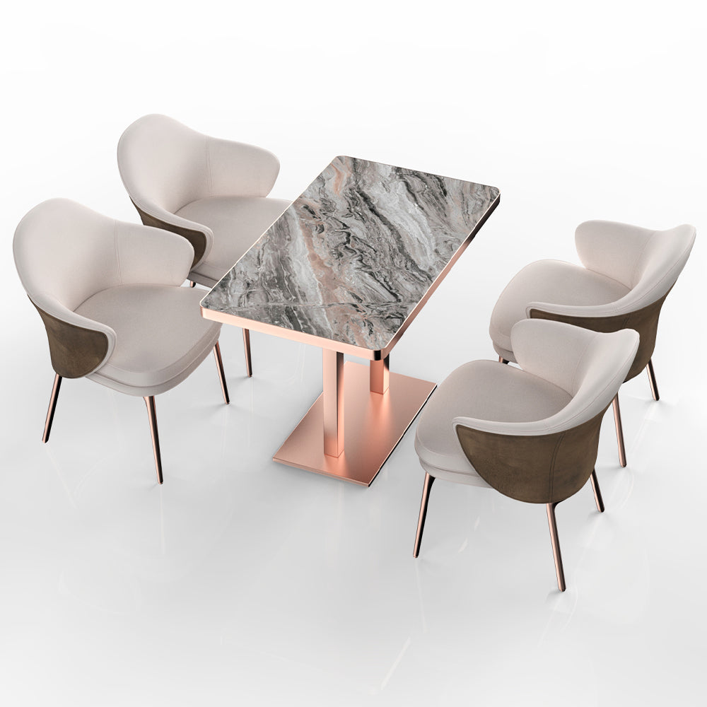 HUALIN Restaurant luxury sintered stone dining table with comfortable chairs, customizable material, color and size