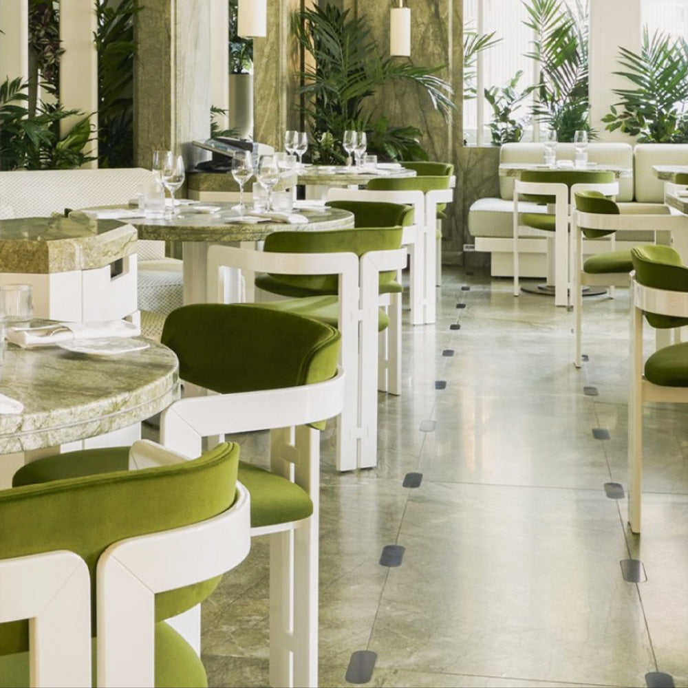 HUALIN Luxurious sintered stone dining tables, solid wood dining tables, dining chairs and comfortable booths. Customizable materials, colors and sizes