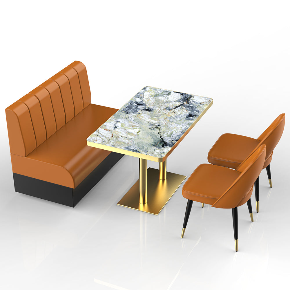 HUALIN Restaurant Luxury Sintered Stone Ceramic Dining Table And Chair Comfortable Booth