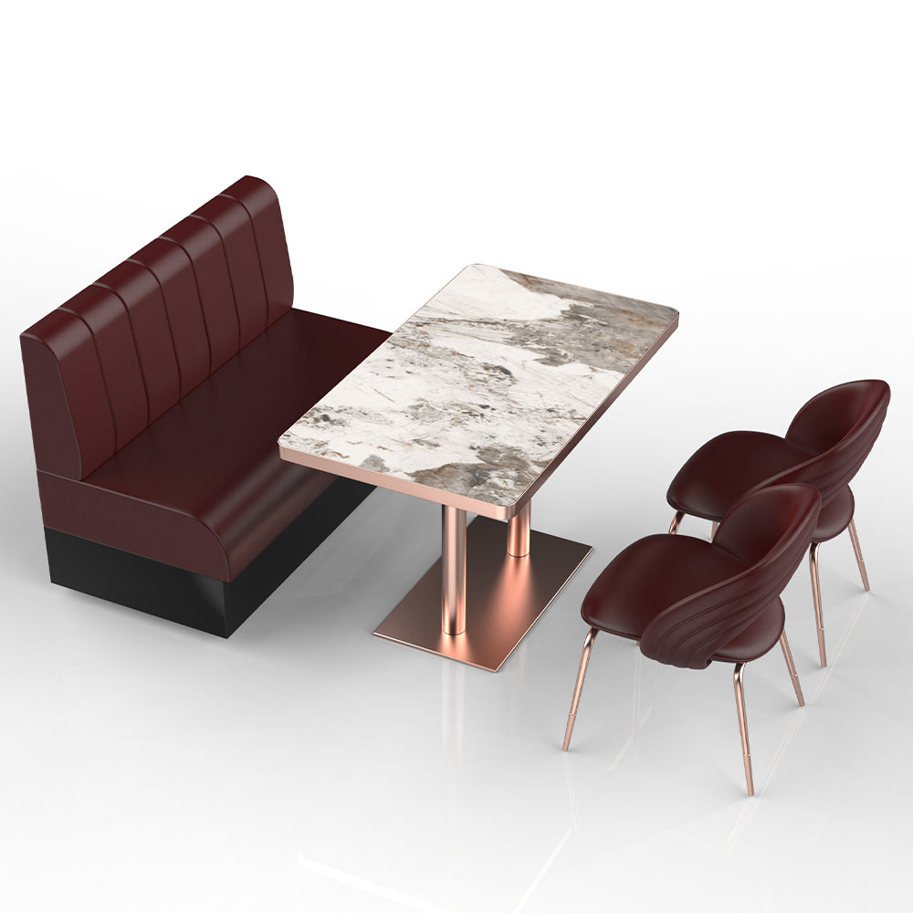 HUALIN Restaurant Luxury Sintered Stone Ceramic Dining Table And Chair Comfortable Booth
