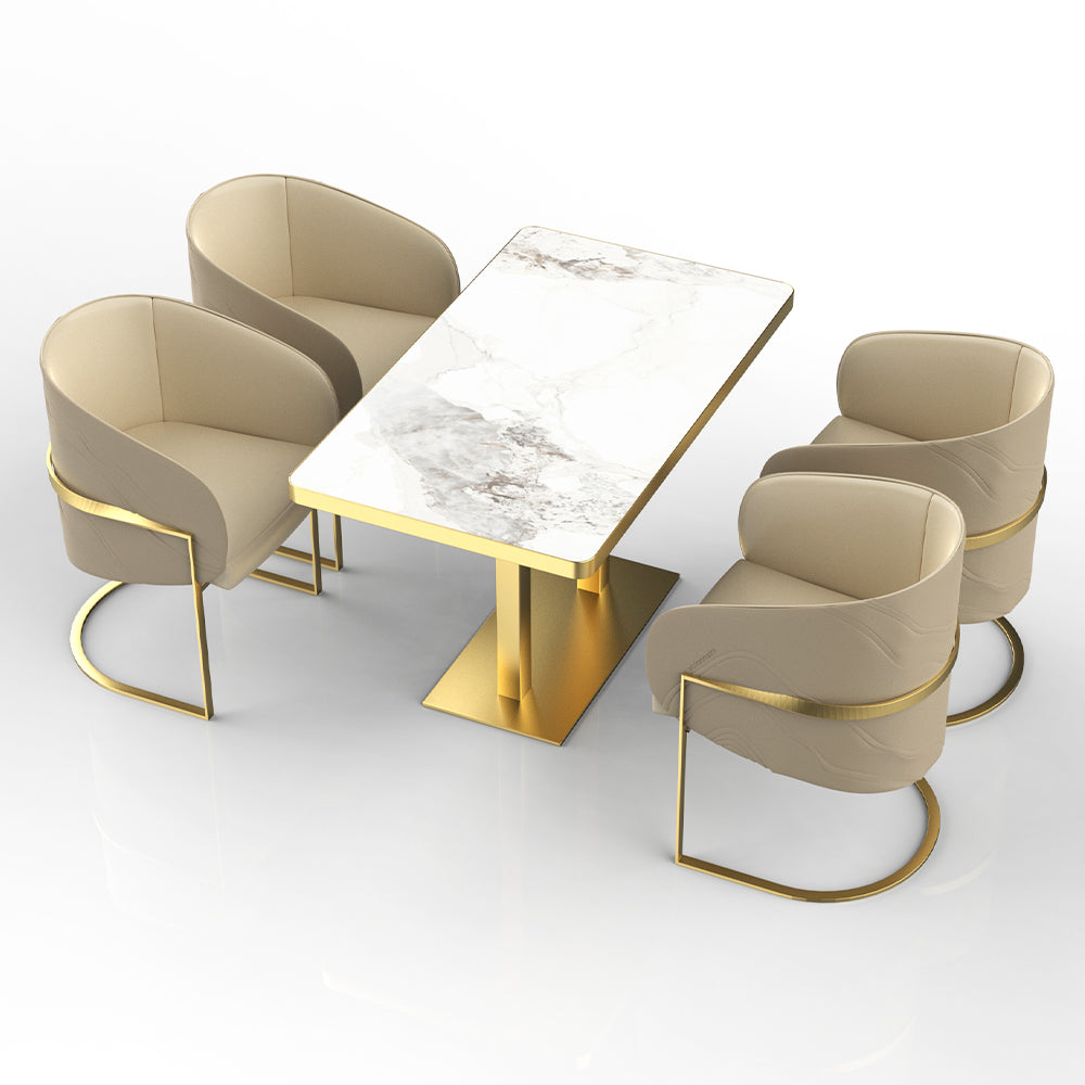 HUALIN Restaurant luxury sintered stone dining table with comfortable chairs, customizable material, color and size