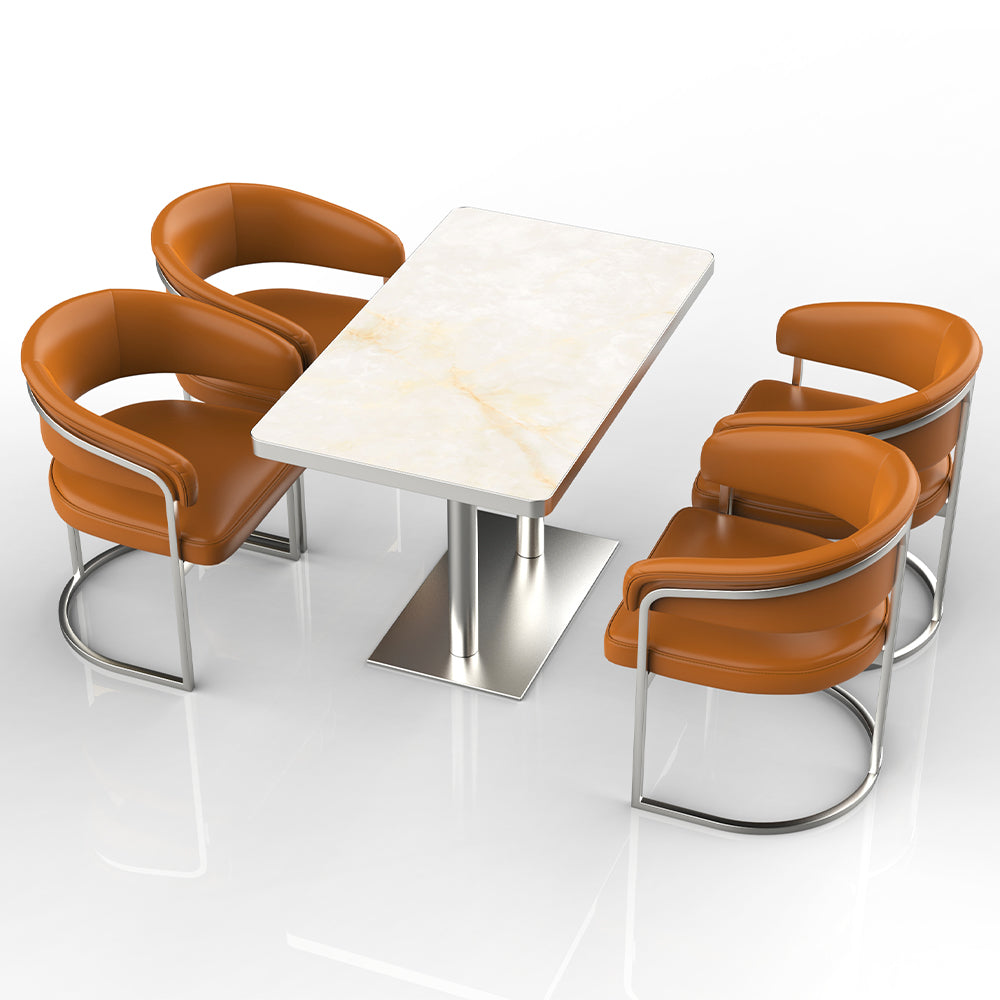 HUALIN Restaurant luxury sintered stone dining table with comfortable chairs, customizable material, color and size