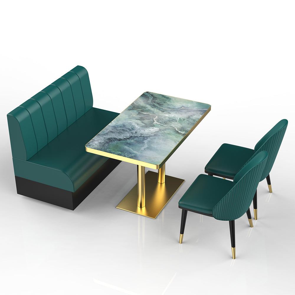 HUALIN Restaurant Luxury Sintered Stone Ceramic Dining Table And Chair Comfortable Booth