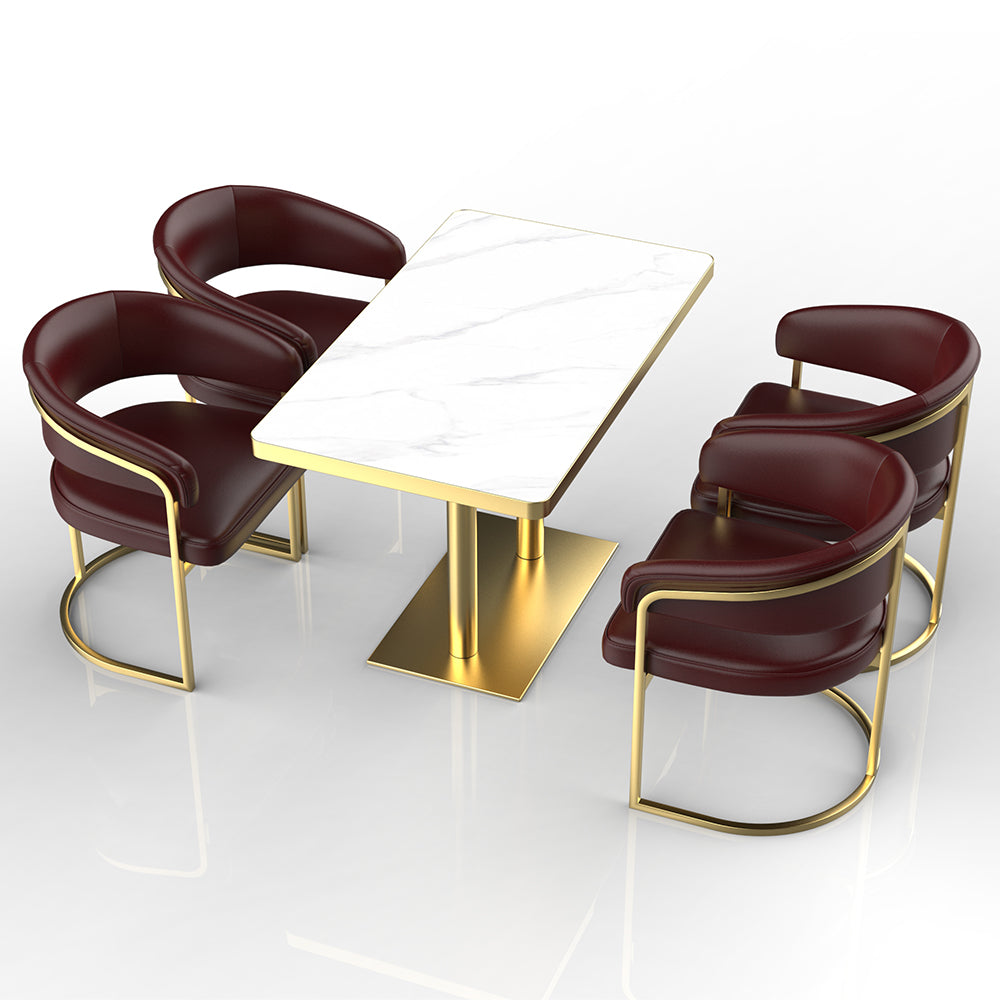 HUALIN Restaurant luxury sintered stone dining table with comfortable chairs, customizable material, color and size