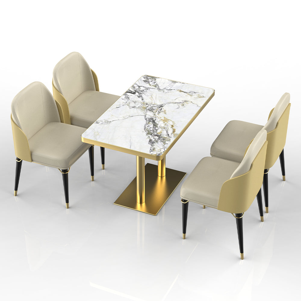 HUALIN Restaurant luxury sintered stone dining table with comfortable chairs, customizable material, color and size