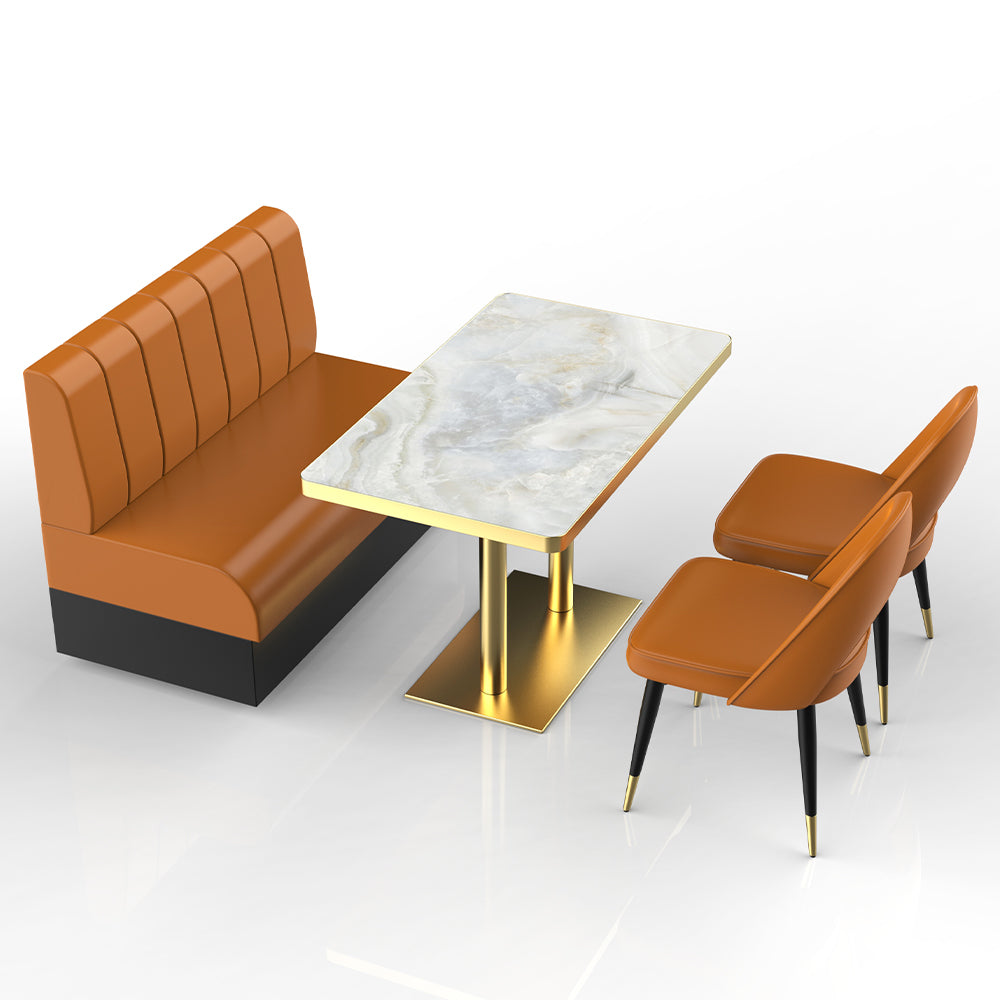 HUALIN Restaurant Luxury Sintered Stone Ceramic Dining Table And Chair Comfortable Booth