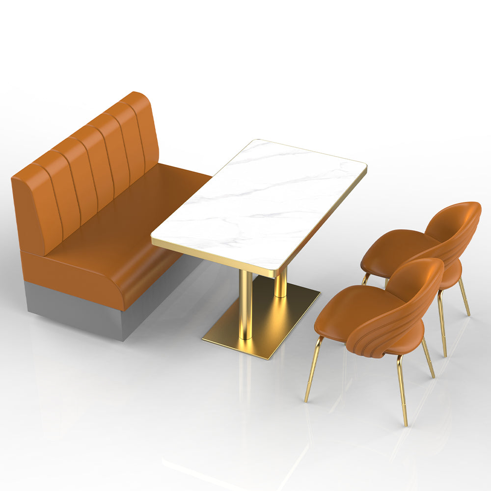 HUALIN Restaurant Luxury Sintered Stone Ceramic Dining Table And Chair Comfortable Booth