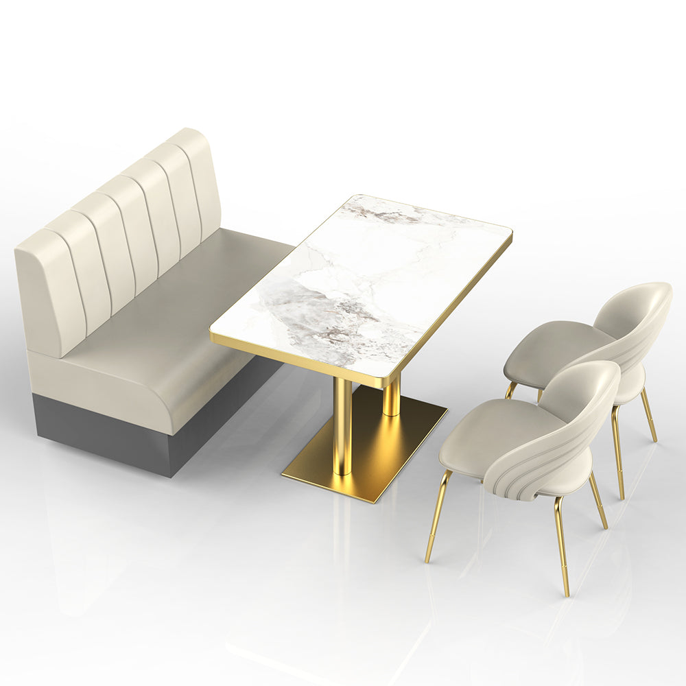 HUALIN Restaurant Luxury Sintered Stone Ceramic Dining Table And Chair Comfortable Booth