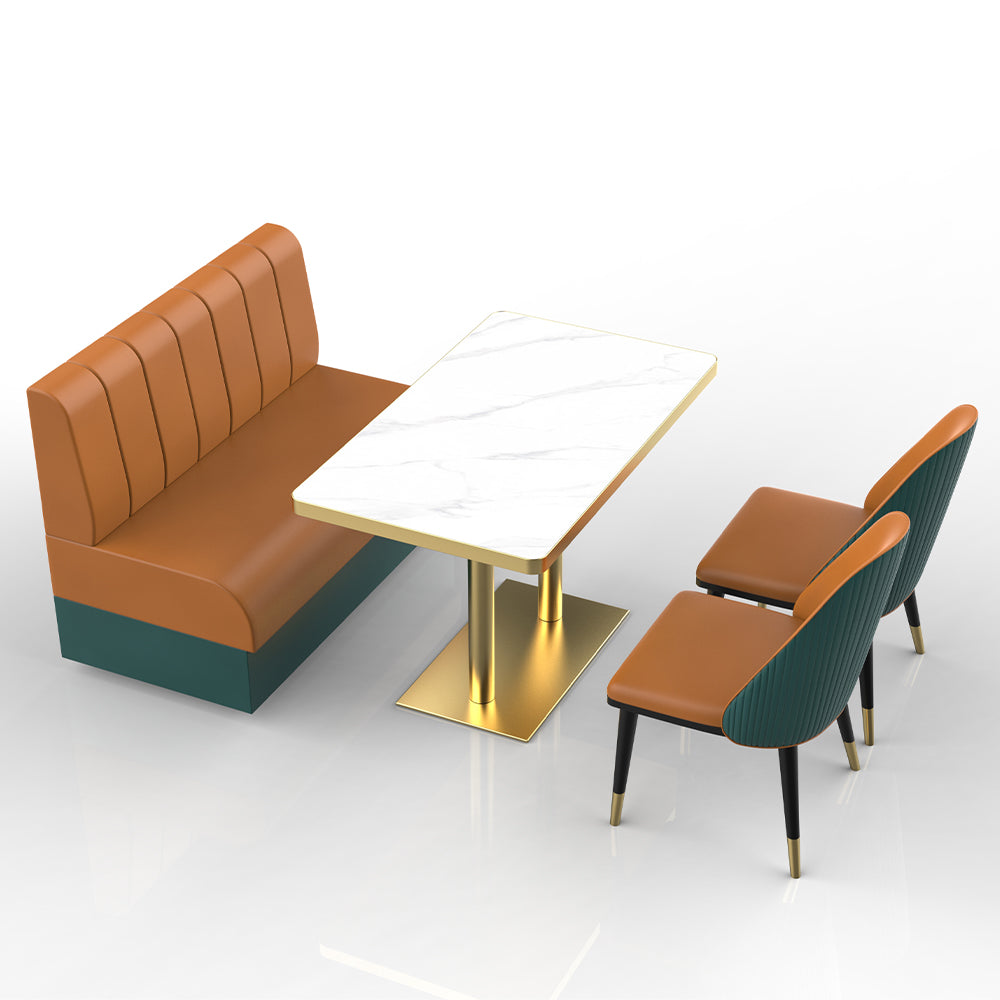 HUALIN Restaurant luxury sintered stone marble dining table chairs comfortable booths, material size color batch customization