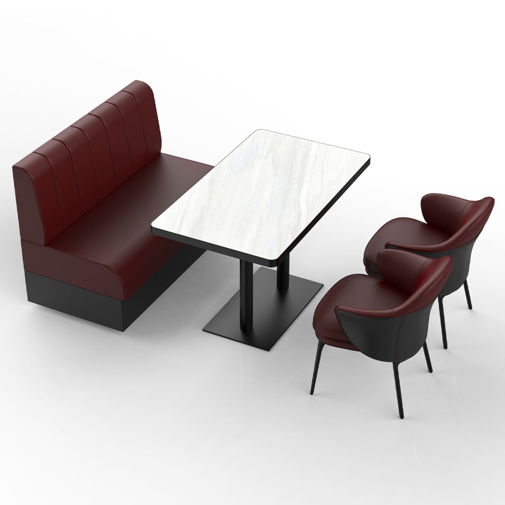HUALIN Restaurant Luxury Sintered Stone Ceramic Dining Table And Chair Comfortable Booth