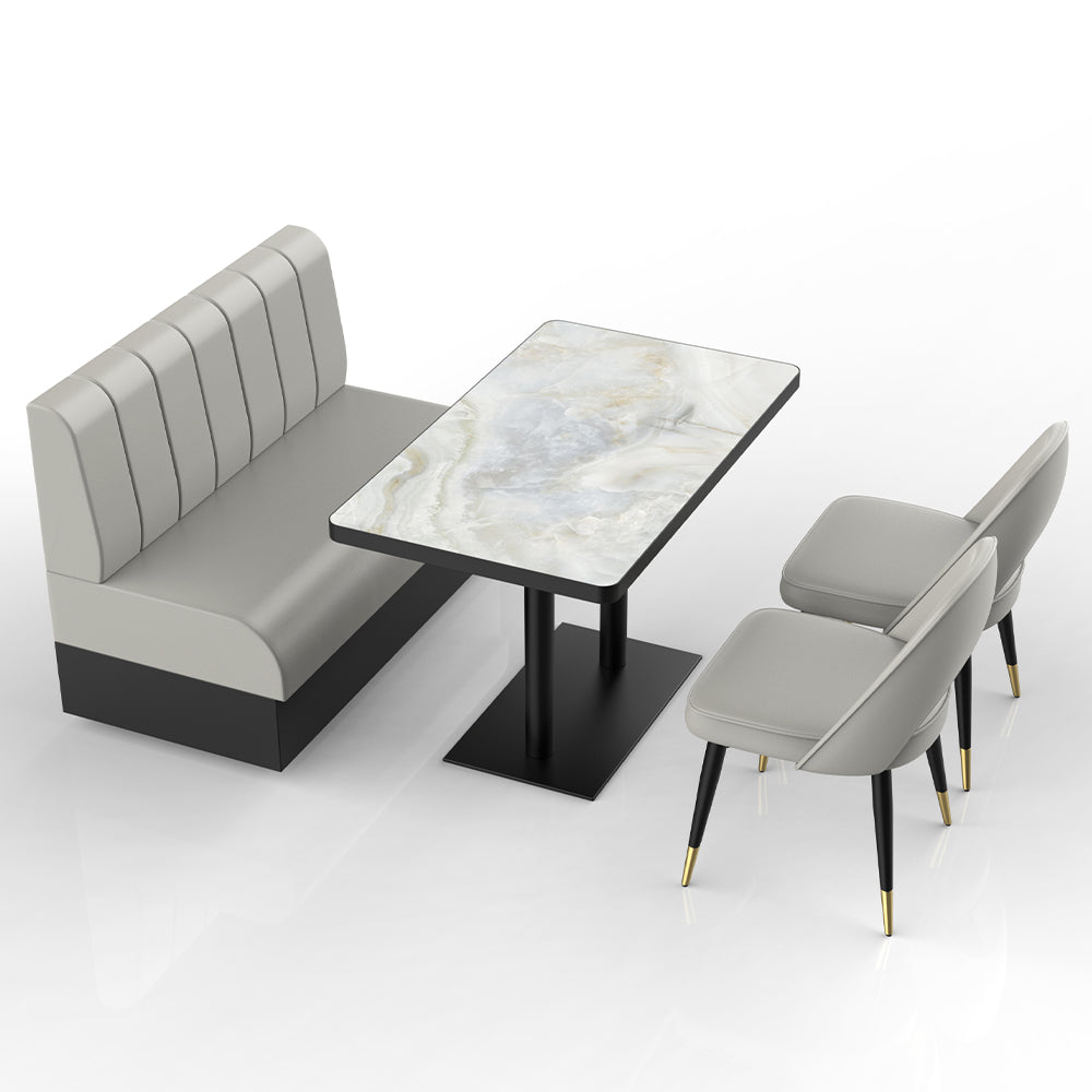 HUALIN Restaurant luxury sintered stone marble dining table chairs comfortable booths, material size color batch customization