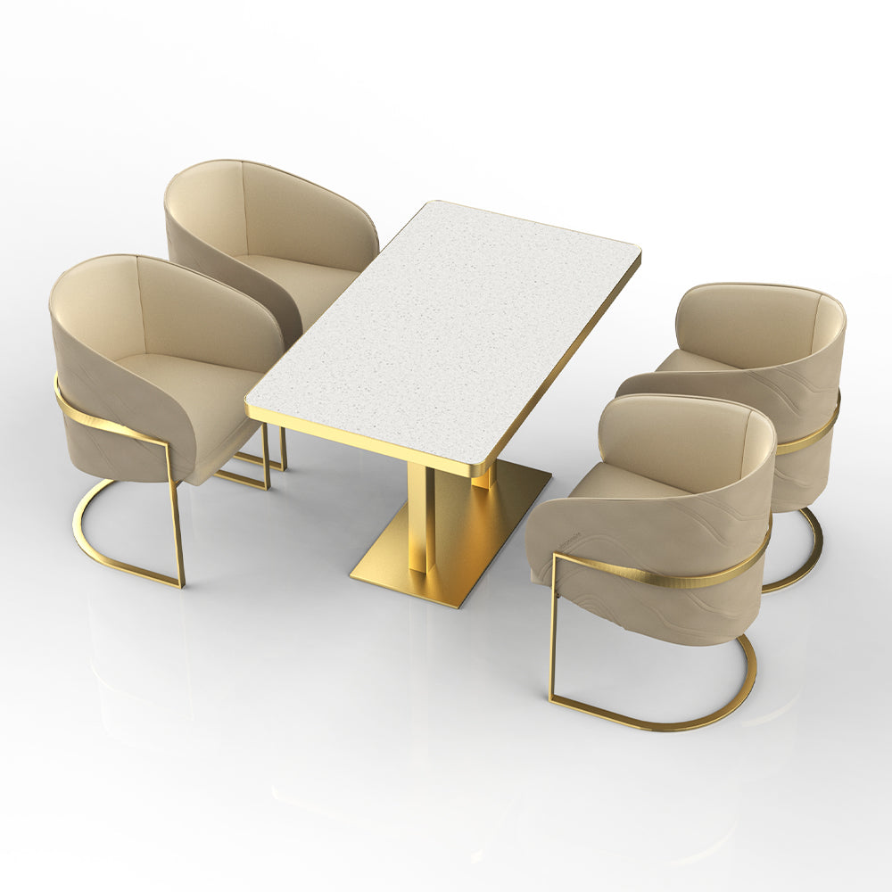 HUALIN Restaurant luxury sintered stone dining table with comfortable chairs, customizable material, color and size