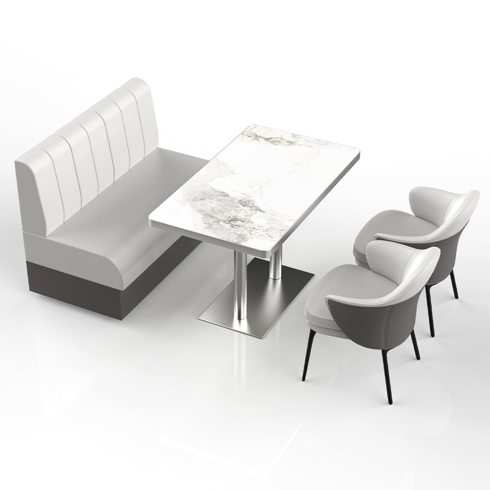 HUALIN Restaurant Luxury Sintered Stone Ceramic Dining Table And Chair Comfortable Booth