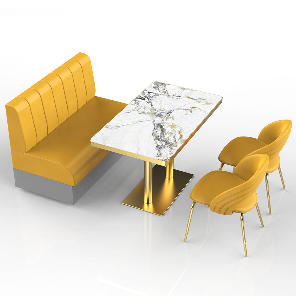 HUALIN Restaurant Luxury Sintered Stone Ceramic Dining Table And Chair Comfortable Booth