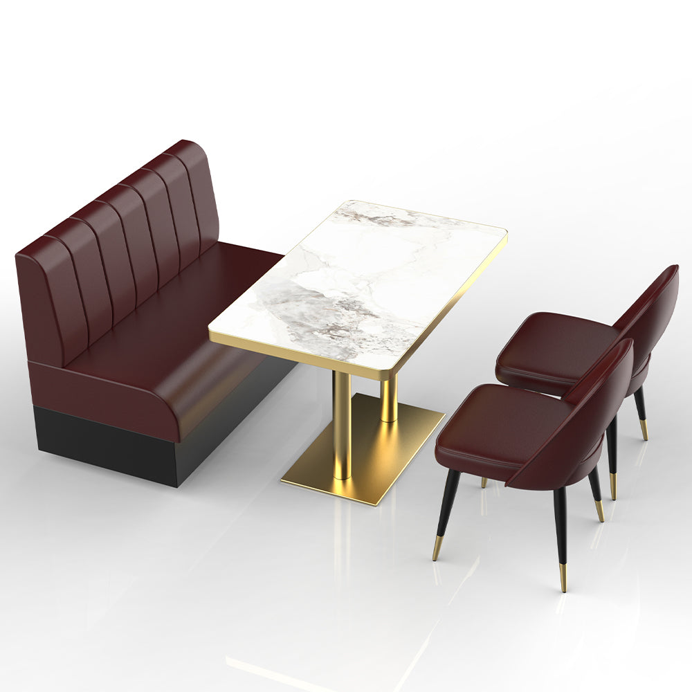 HUALIN Restaurant luxury sintered stone marble dining table chairs comfortable booths, material size color batch customization