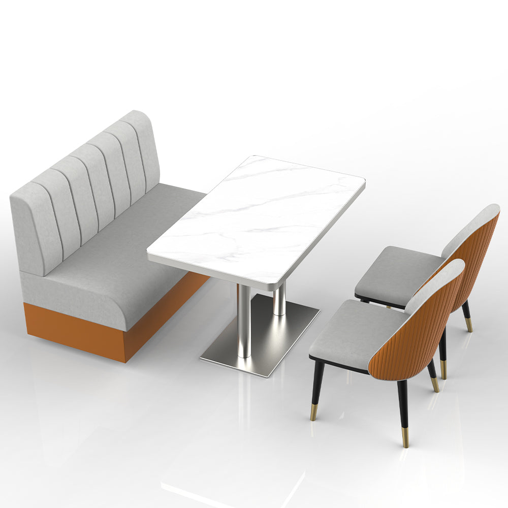 HUALIN Restaurant luxury sintered stone marble dining table chairs comfortable booths, material size color batch customization