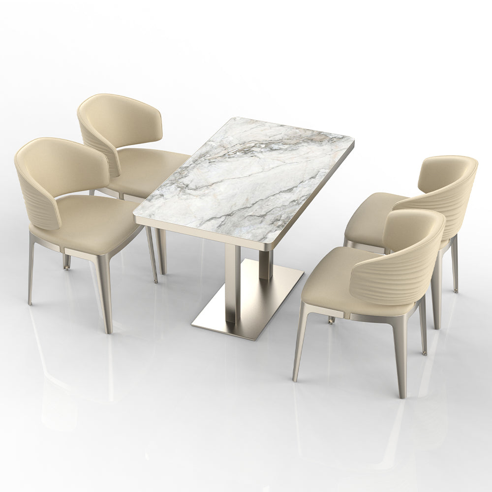 HUALIN Restaurant luxury sintered stone dining table with comfortable chairs, customizable material, color and size