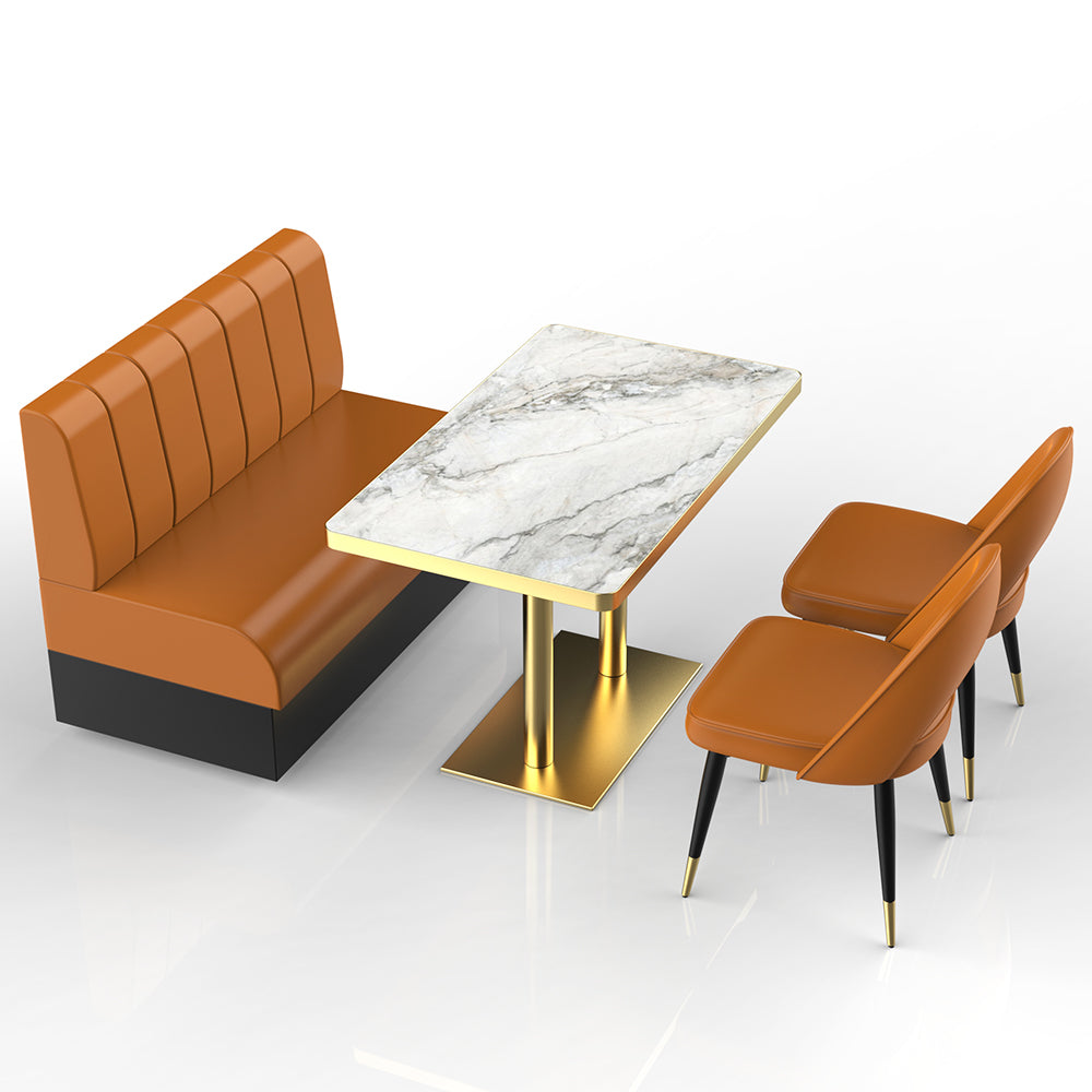 HUALIN Restaurant Luxury Sintered Stone Ceramic Dining Table And Chair Comfortable Booth