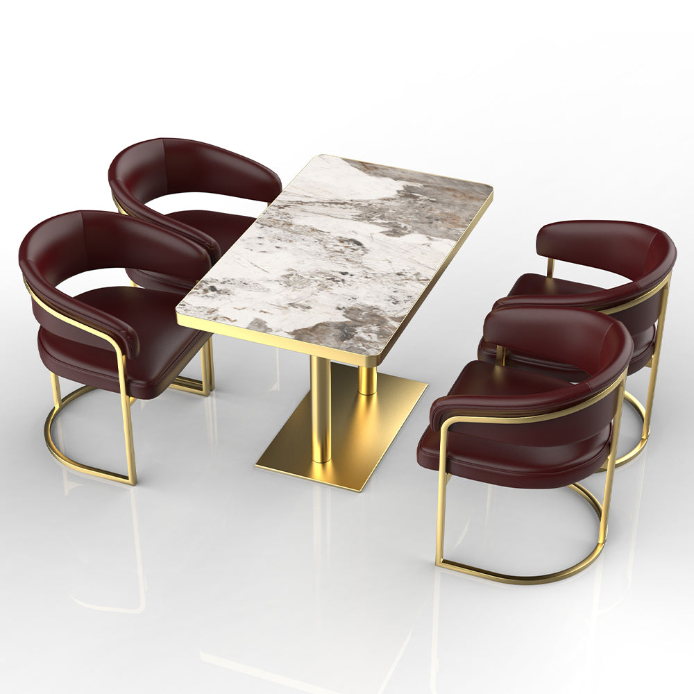 HUALIN Restaurant luxury sintered stone dining table with comfortable chairs, customizable material, color and size