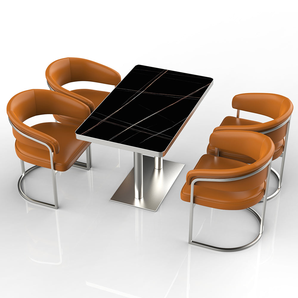 HUALIN Restaurant luxury sintered stone dining table with comfortable chairs, customizable material, color and size