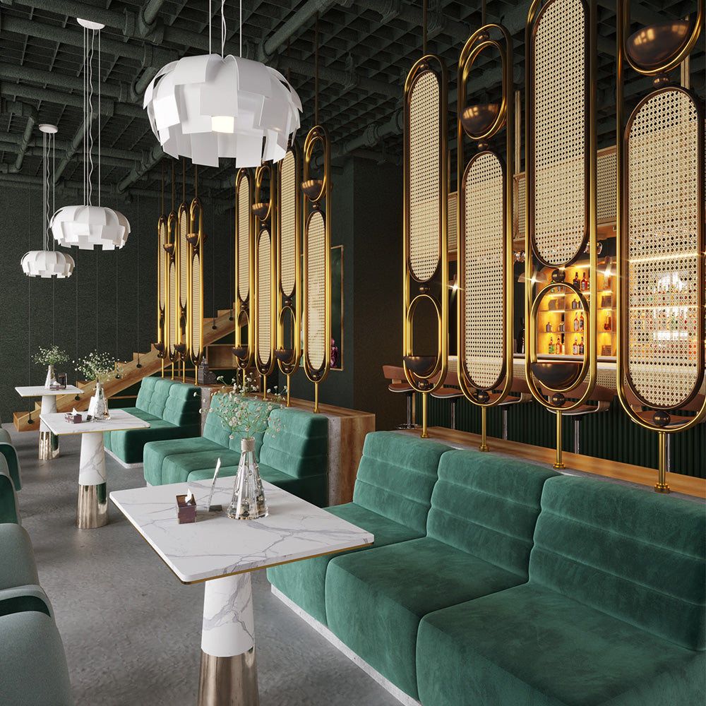 HUALIN Luxurious sintered stone dining tables, solid wood dining tables, dining chairs and comfortable booths. Customizable materials, colors and sizes