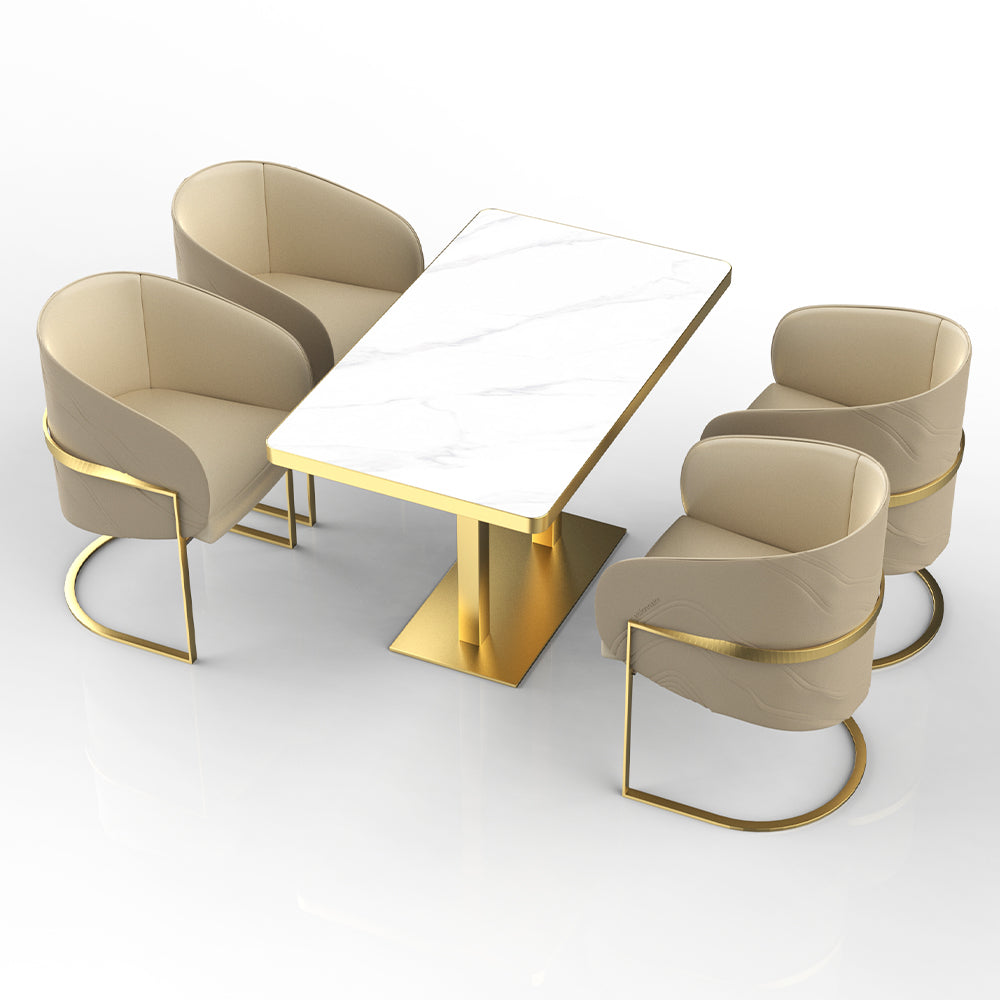 HUALIN Restaurant luxury sintered stone dining table with comfortable chairs, customizable material, color and size