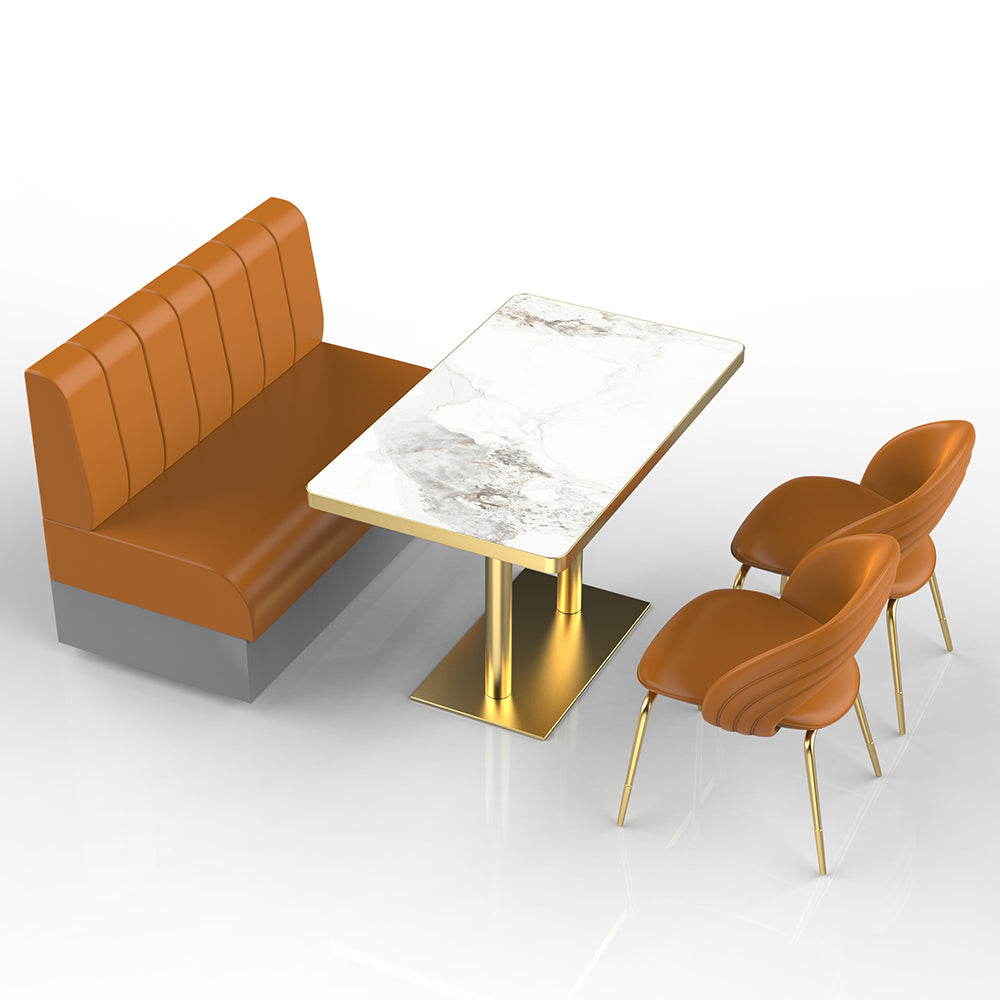 HUALIN Restaurant Luxury Sintered Stone Ceramic Dining Table And Chair Comfortable Booth
