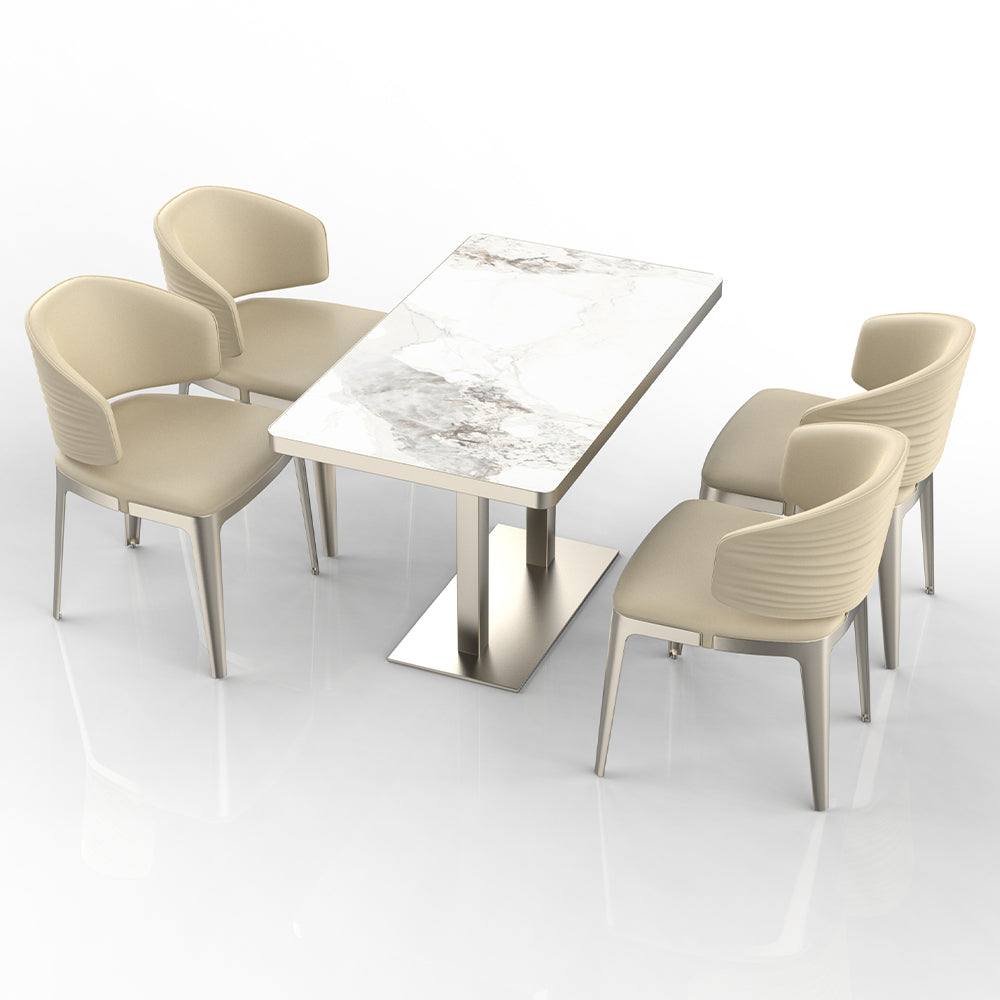 HUALIN Restaurant luxury sintered stone dining table with comfortable chairs, customizable material, color and size