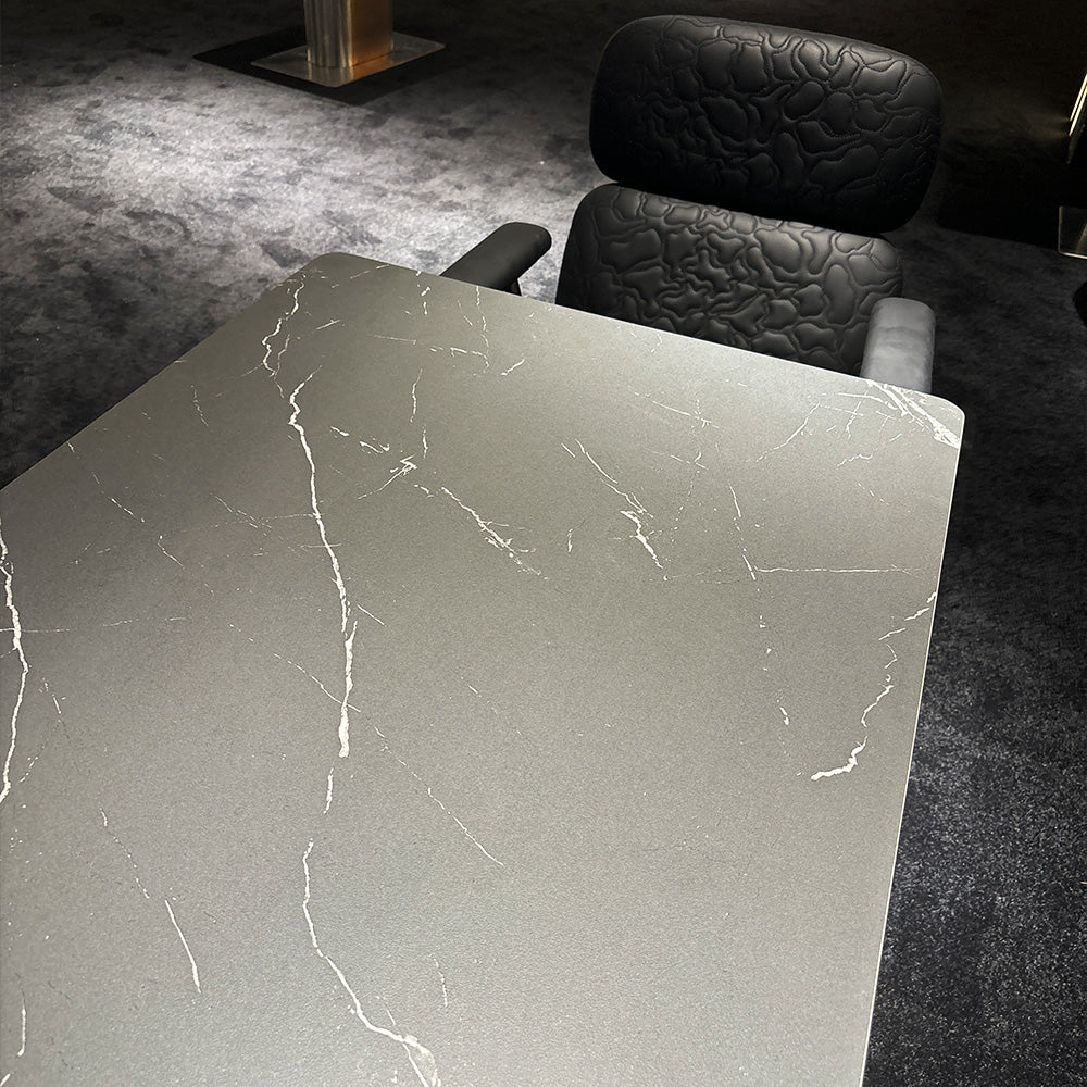 HUALIN Modern style theme restaurant luxury marble dining table with stainless steel legs, customizable size and color