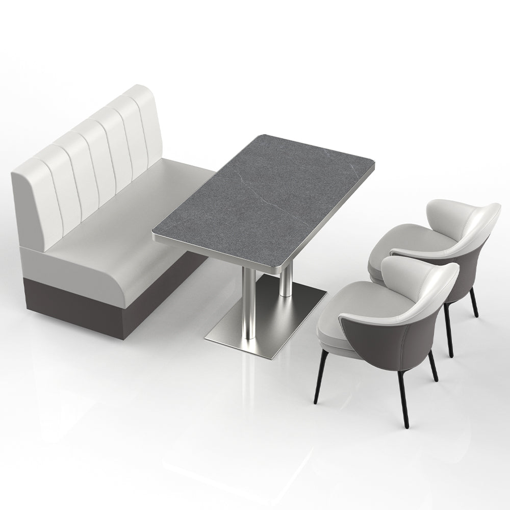 HUALIN Restaurant Luxury Sintered Stone Ceramic Dining Table And Chair Comfortable Booth