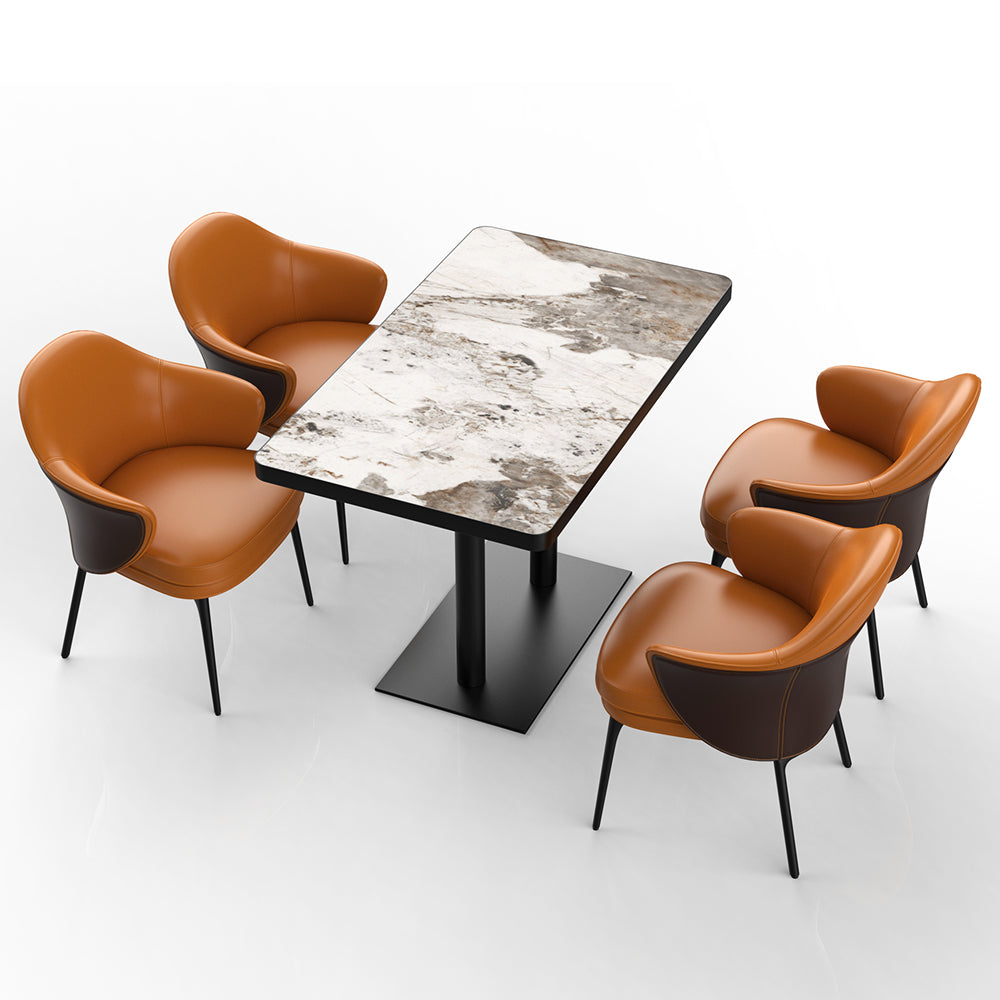 HUALIN Restaurant luxury sintered stone ceramic dining table with comfortable chair