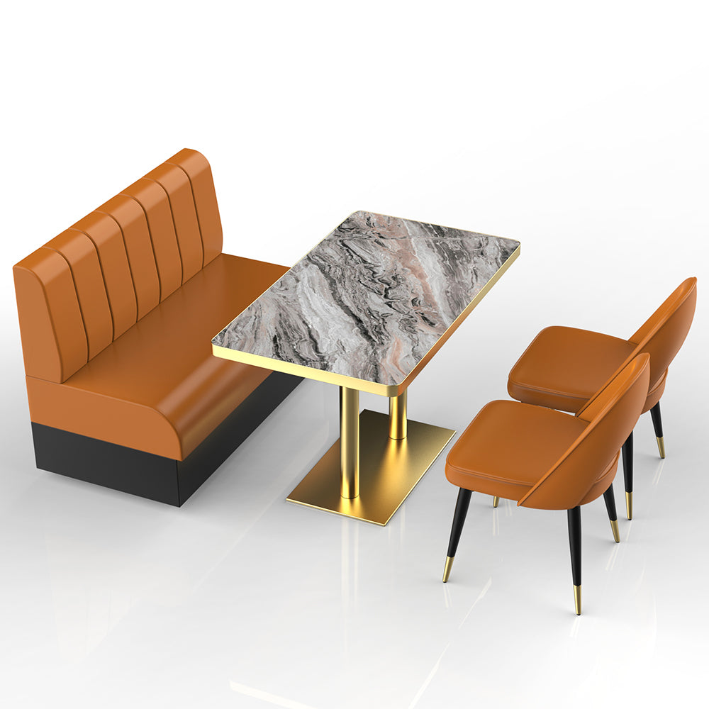 HUALIN Restaurant Luxury Sintered Stone Ceramic Dining Table And Chair Comfortable Booth