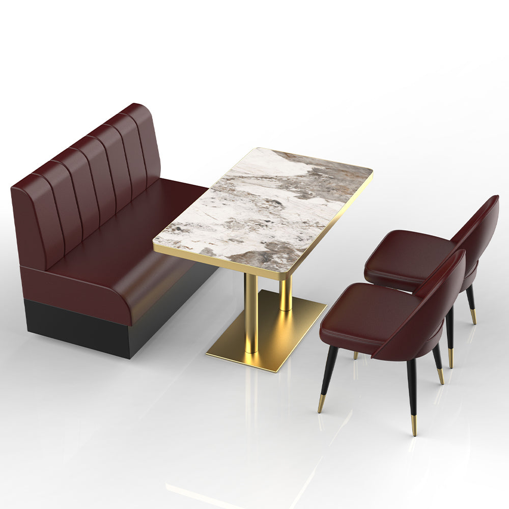 HUALIN Restaurant luxury sintered stone marble dining table chairs comfortable booths, material size color batch customization